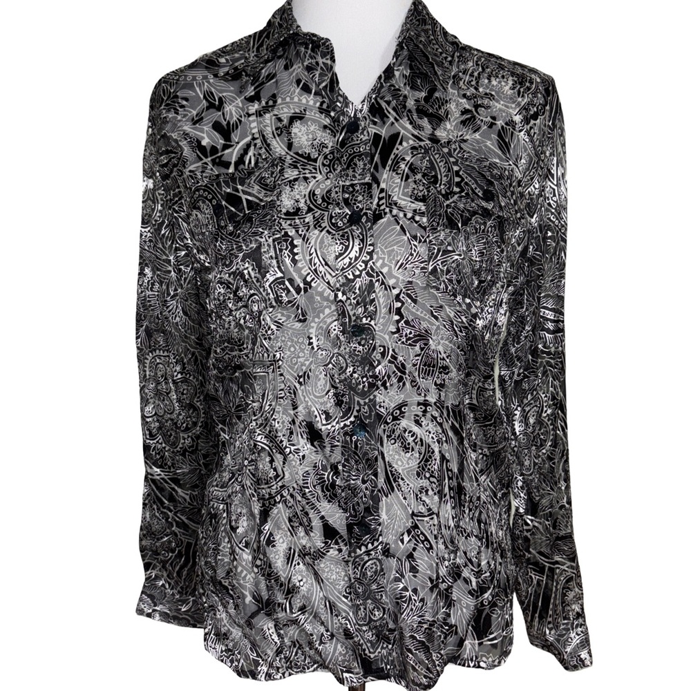 Chicos Silk Paisley Button Down Shirt